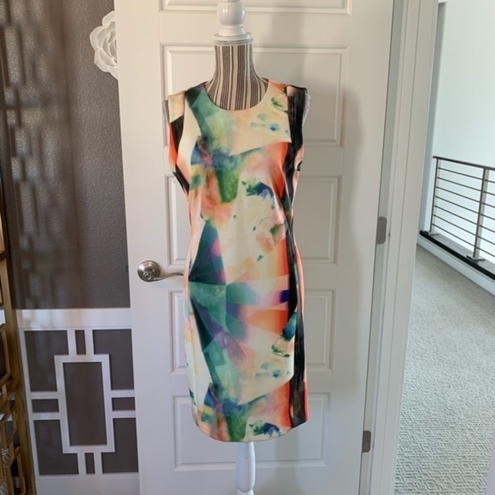 Carmen Marc Valvo Sleeveless Print Dress